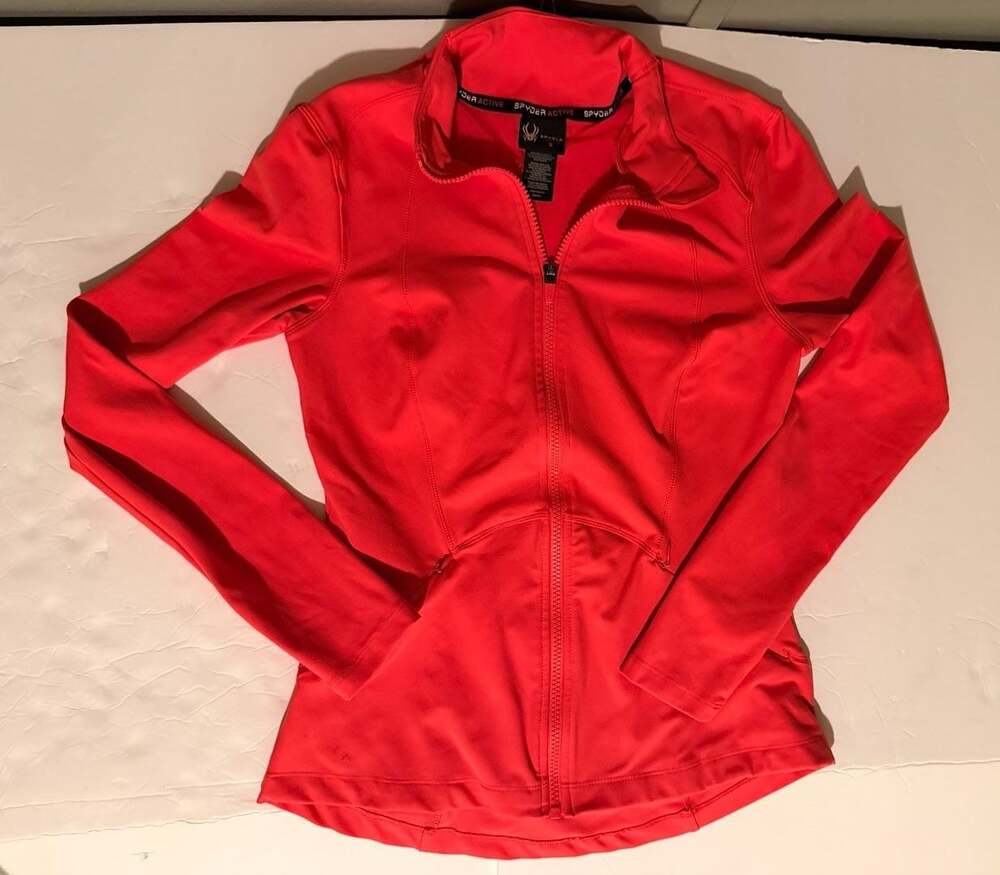 Spyder Active Women's Red Full Zip Athletic Jacket with Thumbholes Size S